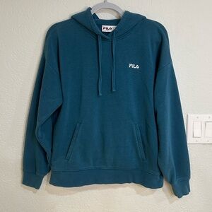 Fila Blue Hoodie Sweatshirt with Front Pockets Size L